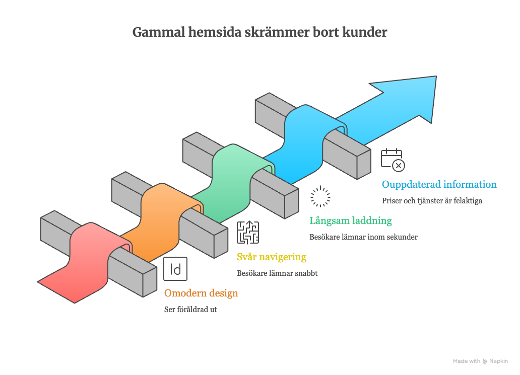 En illustration på hur föråldrad hemsidedesign påverkar negativt